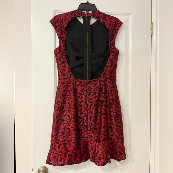 ABS Allen Schwartz Red mini dress with open back. Worn twice. Great quality! - Picture 2 of 6